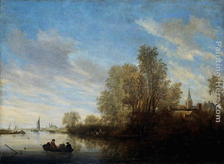 River View near Deventer painting - Salomon van Ruysdael River View near Deventer art painting